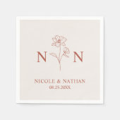 Personalisiert Boho Terracotta Rust | Monogramme N Serviette (Vorderseite)