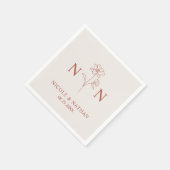 Personalisiert Boho Terracotta Rust | Monogramme N Serviette (Ecke)