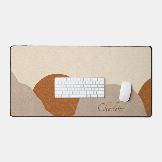Personalisiert Boho Terracotta Sand Abstrakt Schreibtischunterlage (Tastatur & Maus)