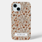 Personalisiert Boho Terracotta Wildblume Case-Mate iPhone Hülle (Rückseite)