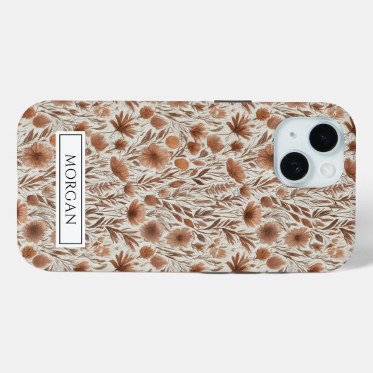 Personalisiert Boho Terracotta Wildblume Case-Mate iPhone Hülle (Rückseite (Horizontal))