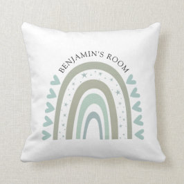 Personalisiert Boho Watercolor Blue Rainbow Kinder Kissen