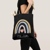 Personalisiert Boho Watercolor Rainbow Black Tasche (Von Nahem)