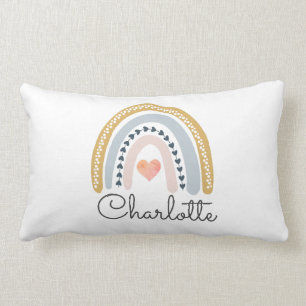 Personalisiert Boho Watercolor Rainbow Girl Lendenkissen