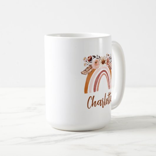 Personalisiert Boho Watercolor Rainbow Kaffeetasse (VorderseiteRechts)