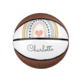 Personalisiert Boho Watercolor Rainbow Mini Basketball (Vorderseite)