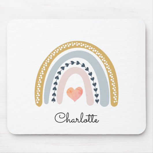 Personalisiert Boho Watercolor Rainbow  Mousepad (Vorne)