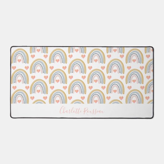 Personalisiert Boho Watercolor Rainbow-Muster Schreibtischunterlage (Vorderseite)