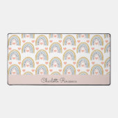 Personalisiert Boho Watercolor Rainbow-Muster Schreibtischunterlage (Vorderseite)