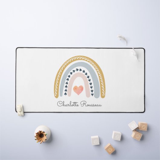 Personalisiert Boho Watercolor Rainbow Schreibtischunterlage (Kindertisch)