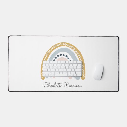Personalisiert Boho Watercolor Rainbow Schreibtischunterlage (Tastatur & Maus)