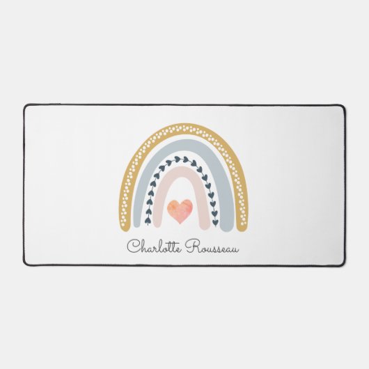 Personalisiert Boho Watercolor Rainbow Schreibtischunterlage (Vorderseite)