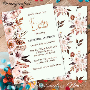 Personalisiert Boho Wildblume Baby Girl Dusche Einladung