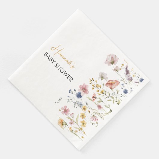 Personalisiert Boho Wildblume Babydusche Serviette (Ecke)