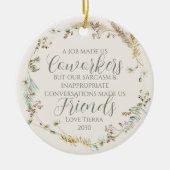Personalisiert Boho Wildblume Coworker Weihnachten Keramik Ornament (Vorne)