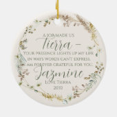 Personalisiert Boho Wildblume Friendly Weihnachten Keramik Ornament (Hinten)