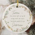 Personalisiert Boho Wildblume Friendly Weihnachten Keramik Ornament<br><div class="desc">Feiern Sie Ihre Lieblingsfreundschaft in dieser Urlaubssaison mit dem Personalisierten Boho Wildblume Friendship Weihnachts Keramik Ornament. Dieses geschmackvoll eingerichtete Dekor mit einer wunderschönen boho-Wildblume bietet eine einzigartige und persönliche Touch zu Ihrem Urlaubsstil. Die individuelle Personalisierung erlaubt es Ihnen, Ihrer besten Freundin eine herzliche Nachricht zu geben, die sie zu einem...</div>