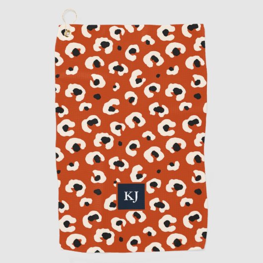 Personalisiert Bold Leopard Mit Monogramm Golfhandtuch (Vorderseite)