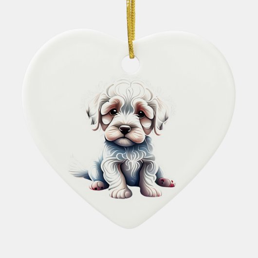 Personalisiert Bolognese Puppy Keramik Ornament (Vorne)