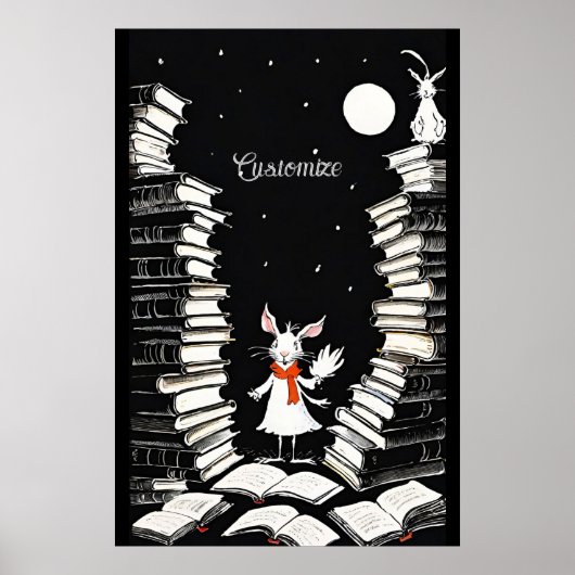 Personalisiert Book Bunny Poster (Vorne)