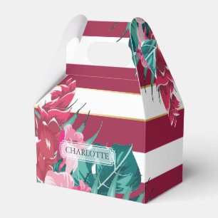 Personalisiert bordeauxrot gestreift geschenkschachtel