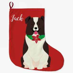 Personalisiert Border Collie Großer Weihnachtsstrumpf