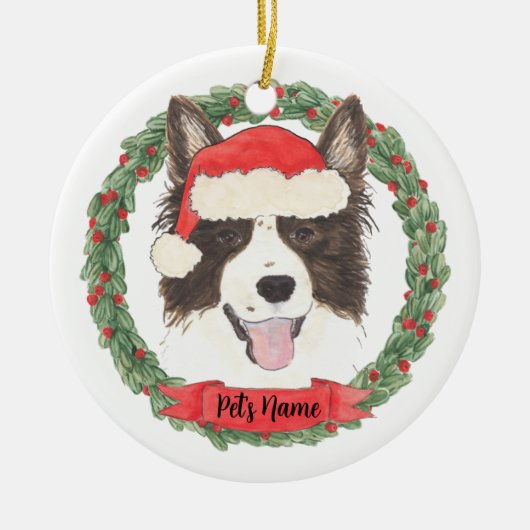 Personalisiert Border Collie Weihnachten Keramik Ornament (Vorne)