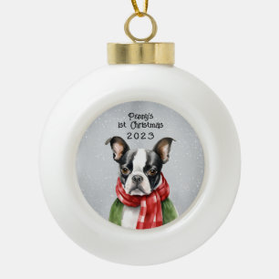 Personalisiert Boston Terrier Keramik Kugel-Ornament