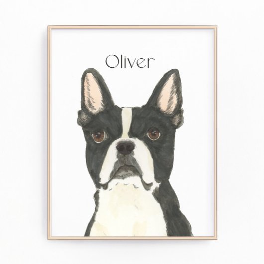 Personalisiert Boston Terrier Portrait Fotodruck