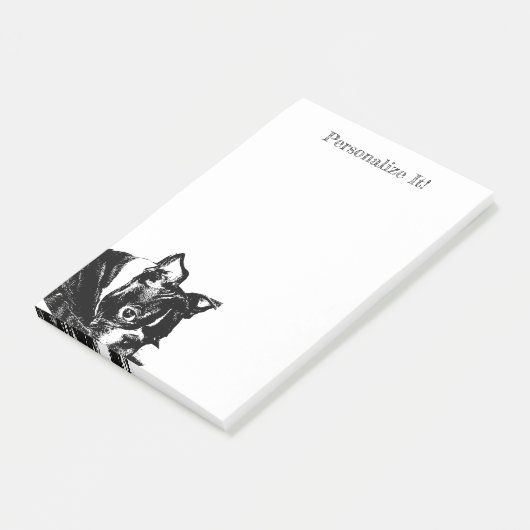 Personalisiert Boston Terrier Post-it Klebezettel (angewinkelt)