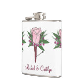 Personalisiert Boutonniere Pink Rose Wedding Groom Flachmann (Links)