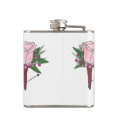 Personalisiert Boutonniere Pink Rose Wedding Groom Flachmann (Rückseite)