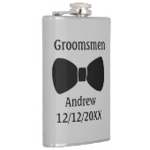 Personalisiert Bow Krawatte Black Gray Trauzeugen Flachmann (Rechts)