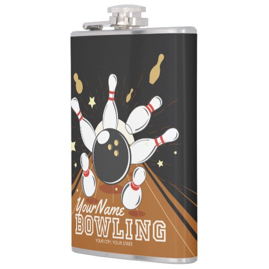 Personalisiert Bowler Strike Bowling Lanes Ball Bu Flachmann (Links)