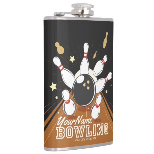 Personalisiert Bowler Strike Bowling Lanes Ball Bu Flachmann (Rechts)