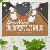 Personalisiert Bowler Strike Bowling Lanes Ball Bu Geschirrtuch (Gefaltet)