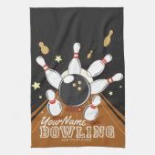 Personalisiert Bowler Strike Bowling Lanes Ball Bu Geschirrtuch (Vertikal)