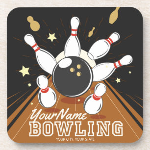 Personalisiert Bowler Strike Bowling Lanes Ball Bu Getränkeuntersetzer