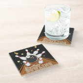 Personalisiert Bowler Strike Bowling Lanes Ball Bu Glasuntersetzer (Schrägansicht)