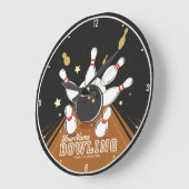 Personalisiert Bowler Strike Bowling Lanes Ball Bu Große Wanduhr (Winkel)