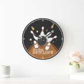 Personalisiert Bowler Strike Bowling Lanes Ball Bu Große Wanduhr (Zuhause)