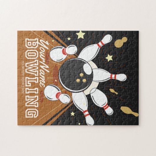 Personalisiert Bowler Strike Bowling Lanes Ball Bu Puzzle (Horizontal)