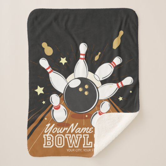 Personalisiert Bowler Strike Bowling Lanes Ball Bu Sherpadecke (Vorderseite)