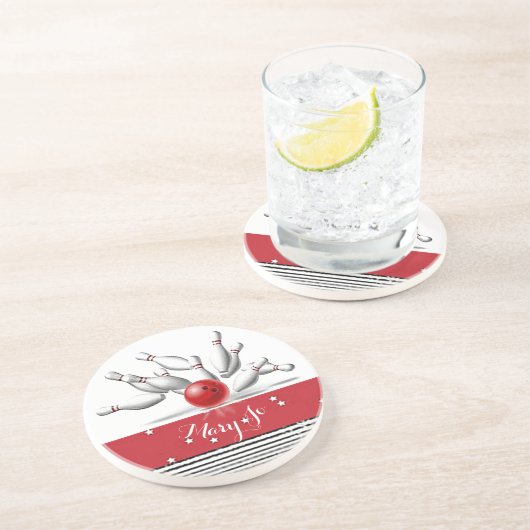 Personalisiert Bowlers Sandstone-Untersetzer Getränkeuntersetzer (Seite)