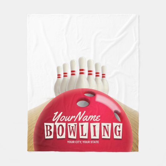 Personalisiert Bowling Ball Lanes Buttone Retro Le Fleecedecke (Vorderseite)