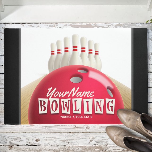 Personalisiert Bowling Ball Lanes Buttone Retro Le Fußmatte (Von Creator hochgeladen)