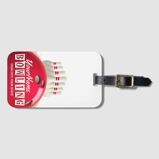 Personalisiert Bowling Ball Lanes Buttone Retro Le Gepäckanhänger (Vorderseite (Horizontal))