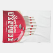 Personalisiert Bowling Ball Lanes Buttone Retro Le Geschirrtuch (Horizontal)