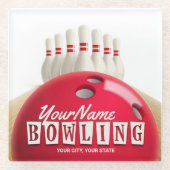 Personalisiert Bowling Ball Lanes Buttone Retro Le Glasuntersetzer (Vorderseite)