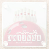Personalisiert Bowling Ball Lanes Buttone Retro Le Glasuntersetzer (Rückseite)